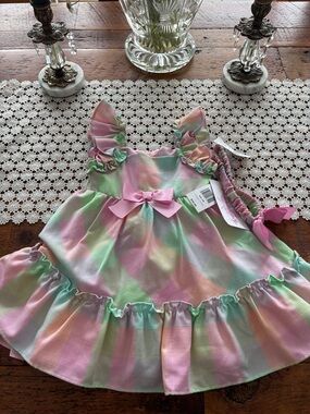 Bonnie Jean 18mo Pink Pastel Plaid Ruffle Dress NWT.